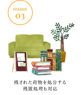 reason03残された荷物を処分する残置処理も対応